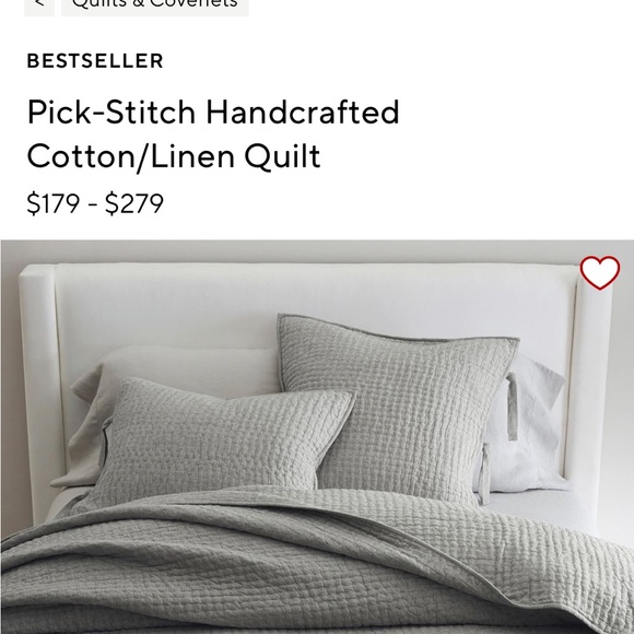 Pottery Barn Bedding Pottery Barn Pick Stitch Quilt In Light Grey